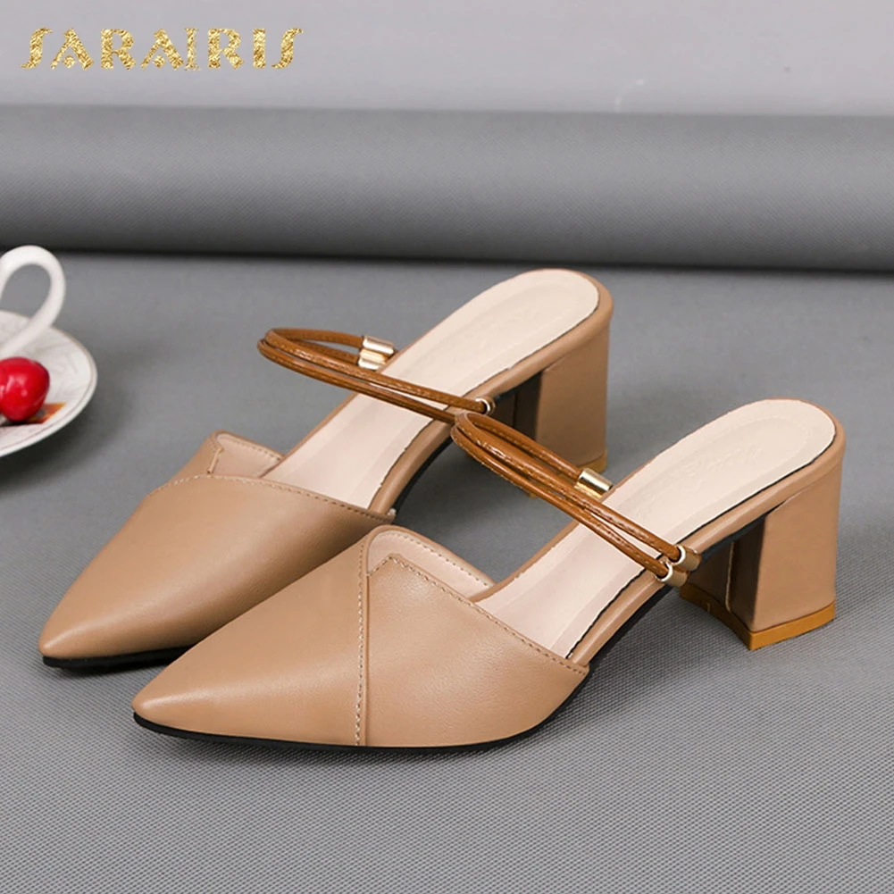 

Sarairis 2020 Hot Sale Slip On Chunky Heels Concise Pumps Woman Shoes Dropship Pointed Toe Slip-On Elegant Shoes Women Pumps