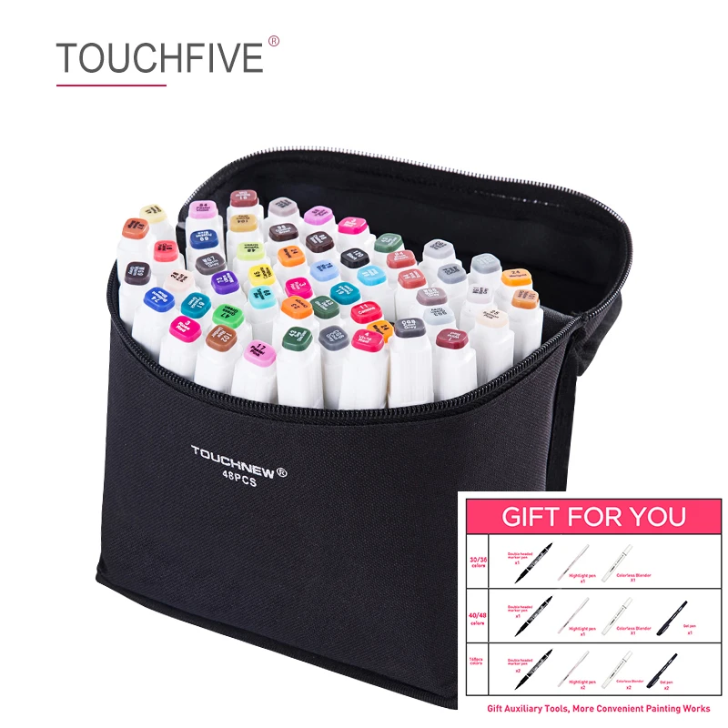 

TouchFIVE 20/30/40/60/80/168 Color Markers Manga Drawing Markers Pen Alcohol Based Sketch Oily Dual Brush Pen Art Supplies