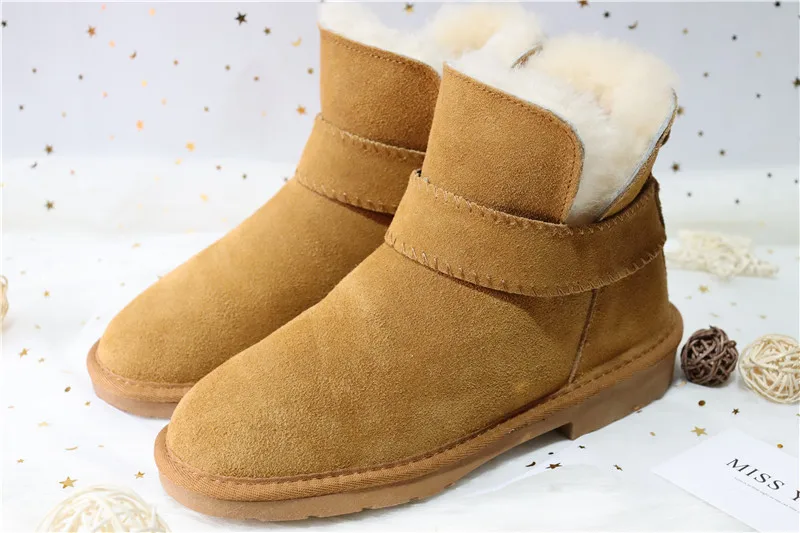 chestnut Новинка года; недорогие стильные женские зимние сапоги из натуральной кожи; зимние сапоги с подкладкой из натуральной шерсти; теплая зимняя обувь; ботильоны - Цвет: chestnut