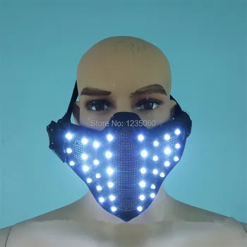 

Hot Sale Led Luminous Party Mask Light Up Halloween Mask DJ Club Christmas Decoration Dancer Face Masks