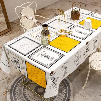 

European high-end dining table cloth cotton linen small fresh fabric square lattice tablecloth waterproof coffee table cloth