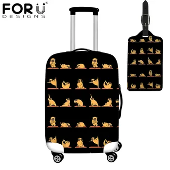 

FORUDESIGNS Cartoon Pug Yoga Print 2pcs Luggage Cover Suitcase Protective Covers for 18-32 Inch Trunk Case Travel Accessories