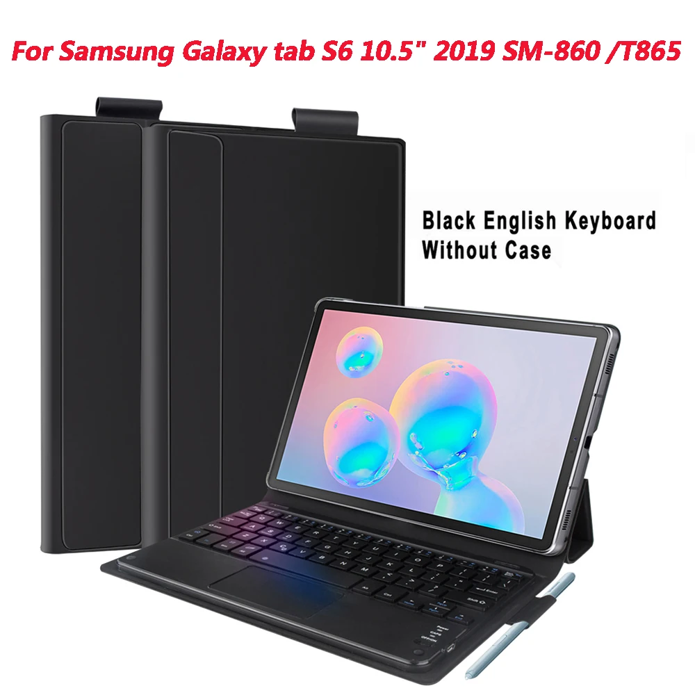 English Беспроводная Русская клавиатура для samsung Galaxy Tab S6 10,5 в SM-860/T865 планшет Корейская Bluetooth клавиатура испанская клавиатура клавиатура для tab s6 клавиатуры для планшетов самсунг русские - Цвет: English