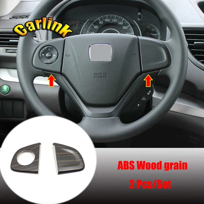 

ABS Wood grain For Honda CR-V CRV Accessories 2012 13 14 15 2016 Car Steering wheel Button frame Cover Trim Sticker Car styling