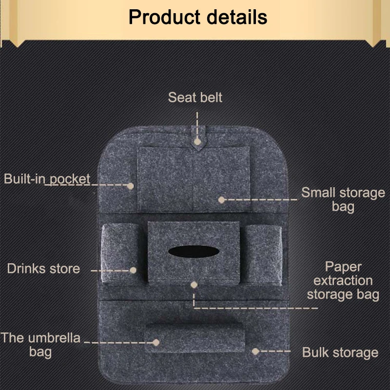 Car-styling Multi-Pocket Car Seat Back Organizer Wool Felt Storage Container Hanging Box Multifunction Vehicle Storage Bag New