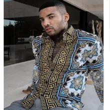 Chemise Vintage à col rabattu pour hommes, imprimé ethnique, boutonnage simple, manches longues, décontracté, 2021