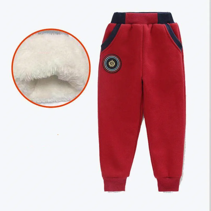 Winter Warm Pants Kids Boys Plus Velvet Trousers Baby Casual Sports Elastice Waist Fashion Pants Girls Children Thick Pants