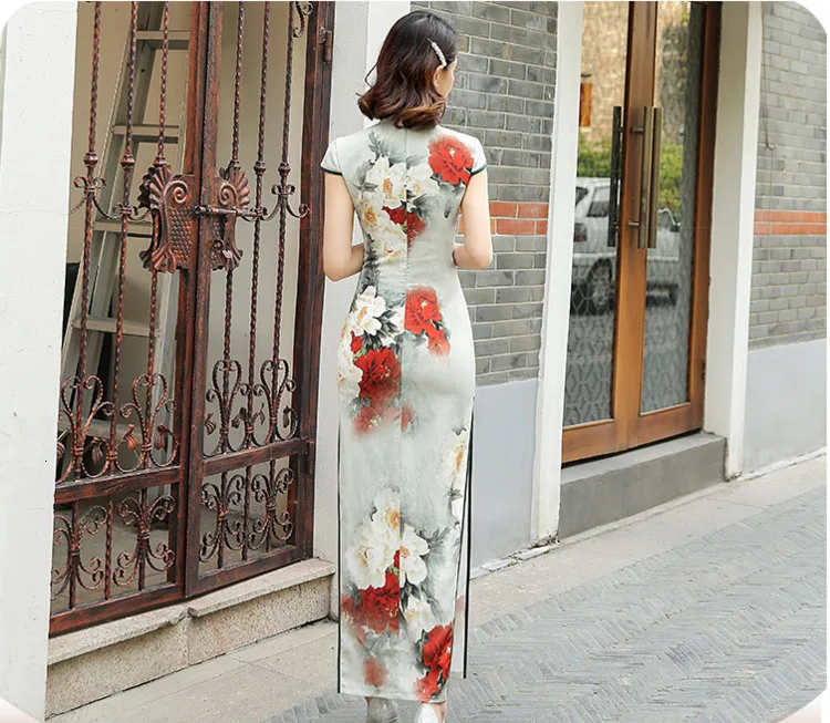 Sheng Coco вискоза цветы китайский Cheongsam женское Ретро длинное платье Классический длинный китайский стиль Qipao платье