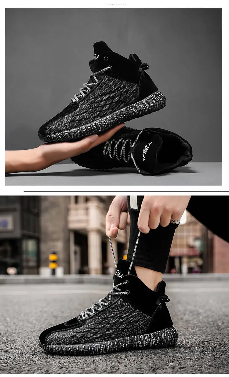 Autumn high top Warm and breathable sports shoes Fashion handsome personality light and soft Running Coconut Casual Shoes