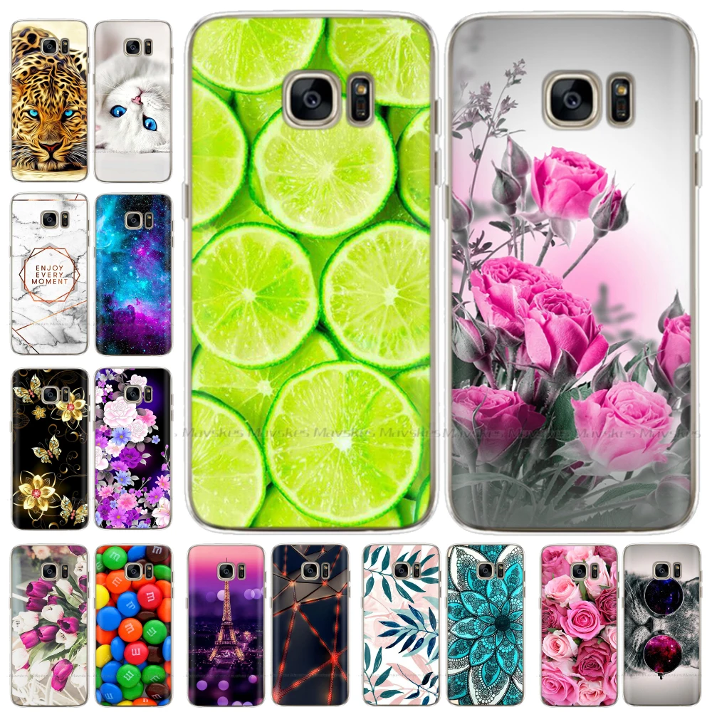Funda de silicona para Samsung Galaxy S6 edge, cubierta de TPU con flores para Samsung Galaxy S6, G920F, i9600