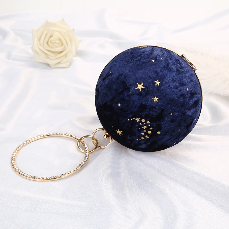 Luxy Moon Round Navy Star Evening Bag Side View