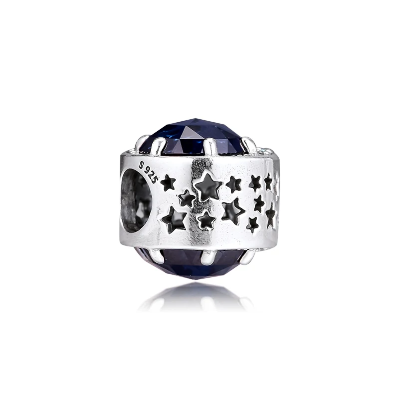Подходит для оригинального браслета Argent бусины из стерлингового серебра 925 Moon& Night Небесно-Голубой Кристалл шармы бусины для изготовления ювелирных изделий kralen