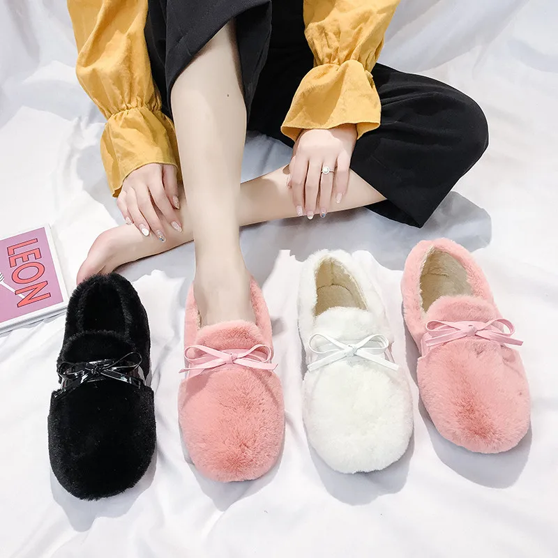 

Round Toe Shoes Woman 2019 Casual Female Sneakers Loafers Fur Women Flats Modis Slip-on Shallow Mouth Women's Moccasins New