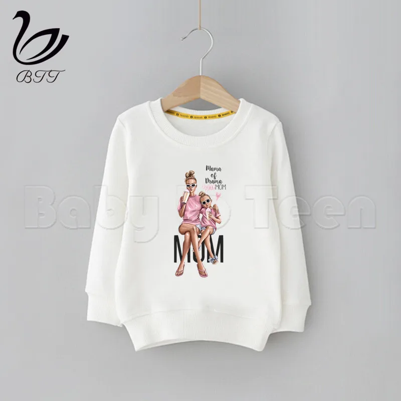 Kids Mother's Day Gift Super Mom Sweatshirt Girl MOM Hoodies BoyGirls Casual Hooded Clothes Unisex Print Sweatshirt Boys Girls