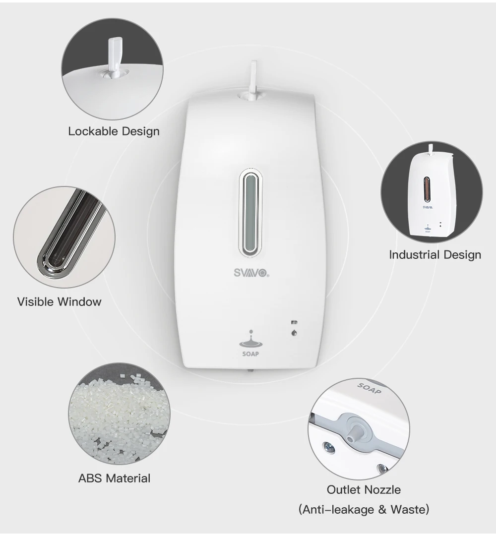 SVAVO Автоматический Дозатор Мыла Бесконтактный настенный датчик дозатор жидкого мыла для ванной комнаты кухни коммерческие места
