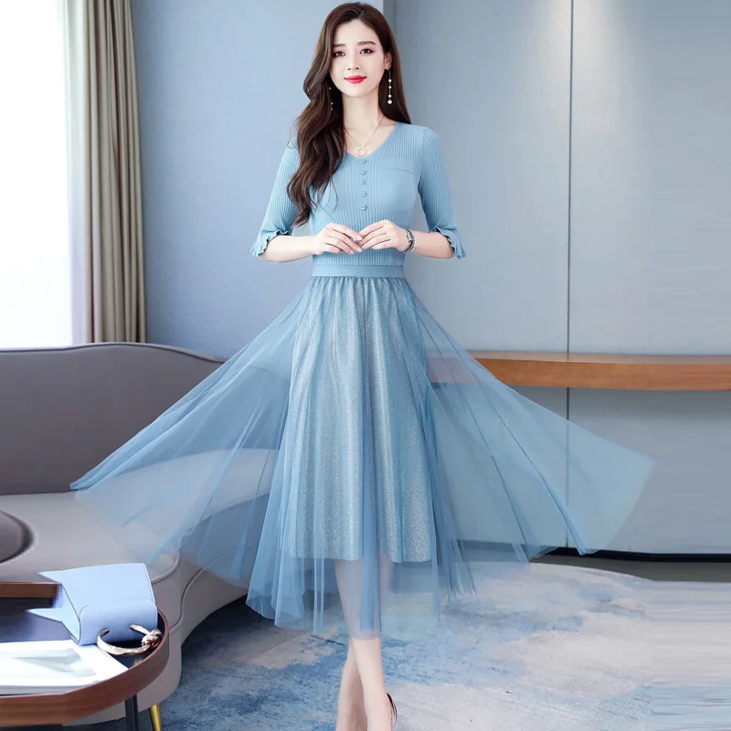 

2019 New Style Waist Hugging Slimming Elegant Autumn Clothing Graceful Immortal Skirt Suit Two-Piece Set