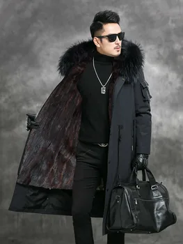 

Long Winter Parka Real Fur Coat Men Warm Jacket Mink Fur Liner Raccoon Fur Collar Parkas Hombre 2020 4528 KJ3021
