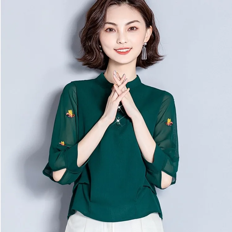 

Hot Selling Chiffon Blouse Long Sleeve Women's Western Style Sweater 2019 New Style Autumn Clothing Immortal Cover Belly Loose-F