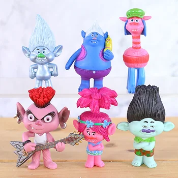 

6pcs/set Trolls World Tour Trolls Action Figure Toy Poppy Satin Chenille PVC Model Collection Christmas Birthday Party Kids Toys