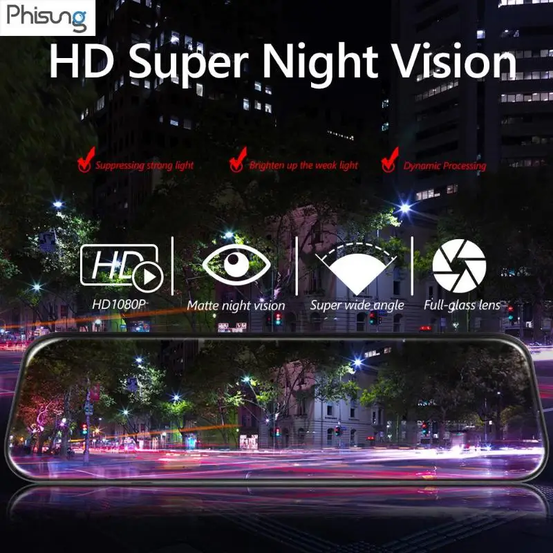 Phisung H58 4G Android 5,1 зеркало заднего вида DVR камера 9,6" gps WiFi ADAS 1080P Full HD Stream медиа видеокамера авторегистратор
