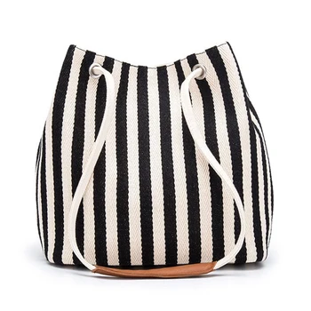 

Summer Simple Canvas Bag Small Fresh Striped Shoulder Bag Messenger Handbag