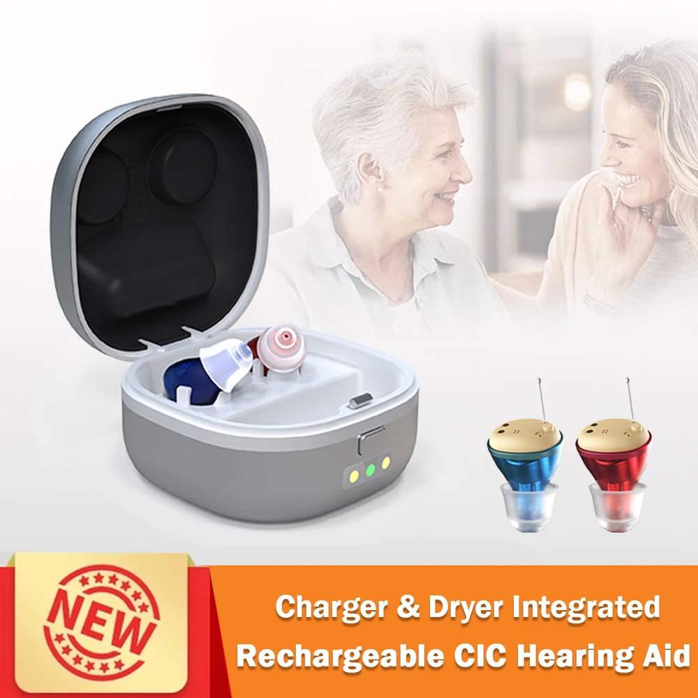 Digital Rechargeable CIC Hearing Aid Invisible Earbuds With Recharge