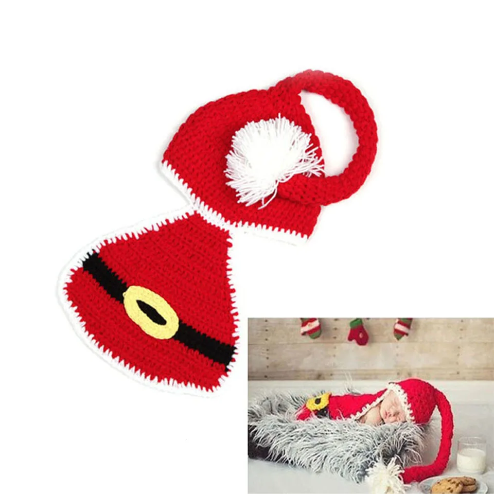 Реквизит для фотосессии; вязаная крючком шапка для мальчиков и девочек на год; Рождественский костюм для новорожденных; Одежда для новорожденных; реквизит для фотосессии; одежда Санта-Клауса