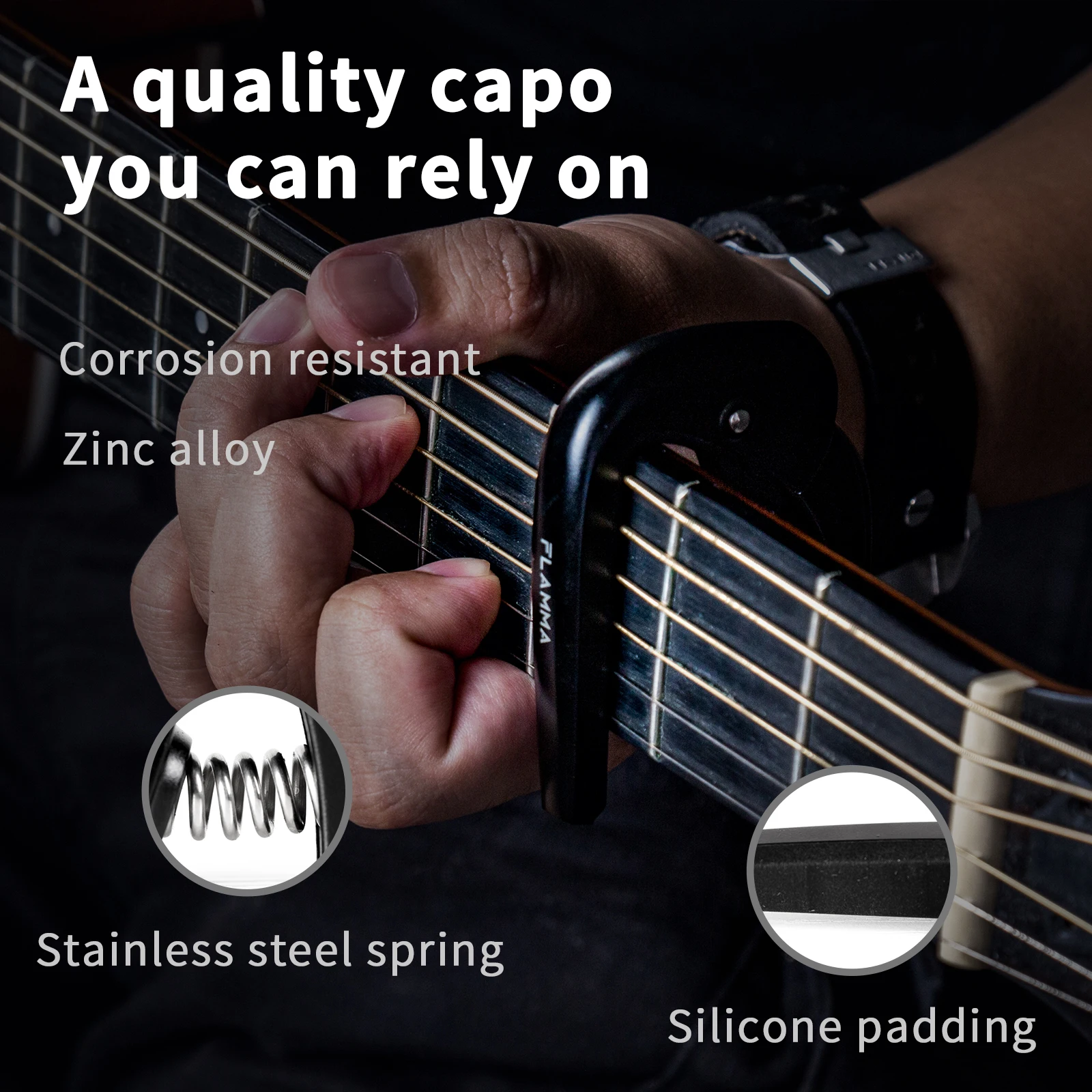 Acessórios de Guitarra de Metal Capo para Guitarra Capo Flamma Universal Guitarra Elétrica Ukulele Banjo - Image 4