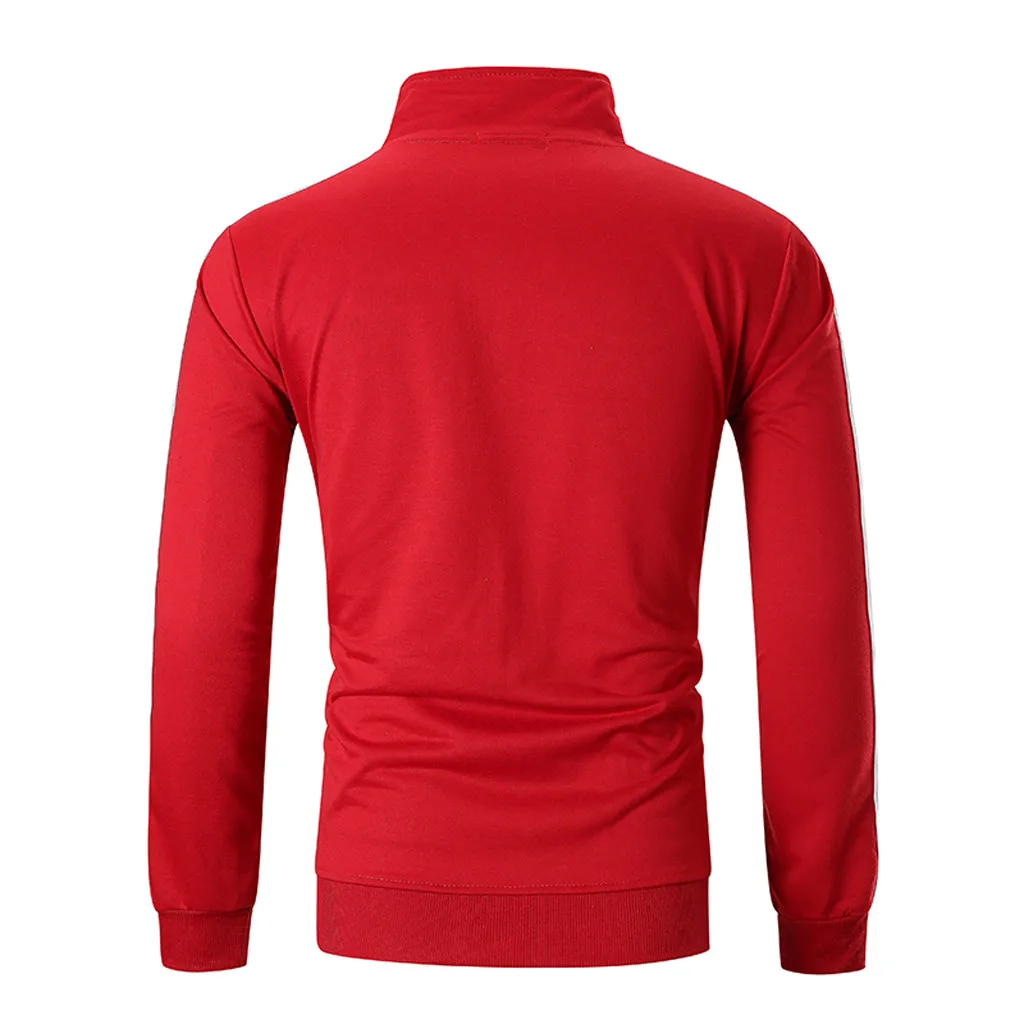 Stripe Fitness Men's Sportswear Autumn Zipper Print Sweatshirt Jacket Slim Fit Pants Sets 2 Pieces Sets Tracksuit chandal hombre