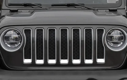 Накладка на переднюю решетку для Jeep Wrangler JL, кольцо для стайлинга, внешние аксессуары, наклейки ABS 9 шт - Цвет: Silver