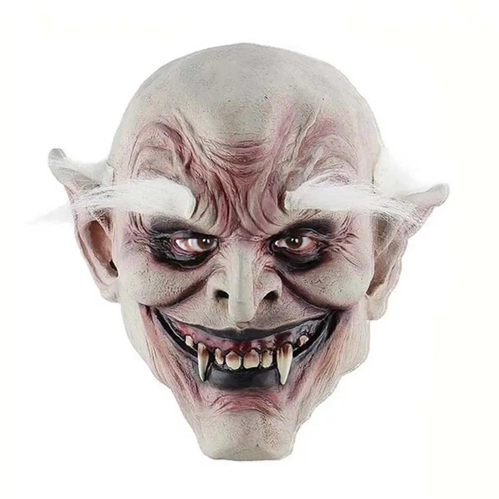 Halloween Full Face Mask Horror White-haired Witch Clown Long-haired Witch Masks For Halloween Masquerade Cosplay Costume Props