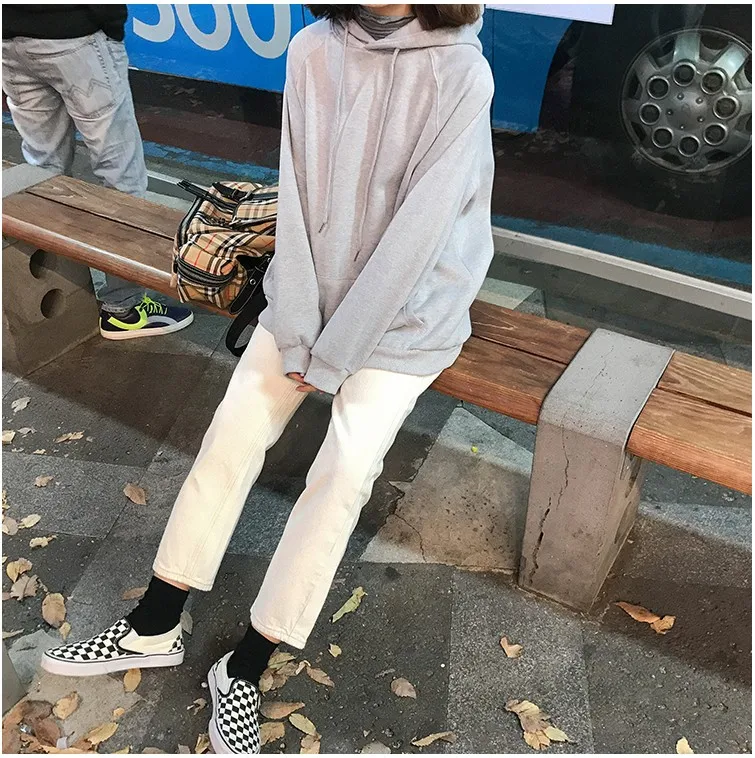 9 цветов осень зима Harajuku женские толстовки свободный однотонный пуловер с длинными рукавами теплые женские толстовки с капюшоном YT50172