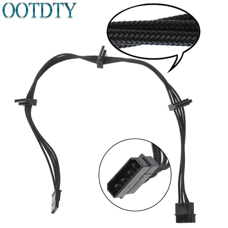 ATX 4Pin 4P IDE Molex to 4 SATA Serial ATA Кабель питания Шнур 18AWG провод