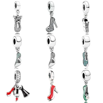 

Sparkling Stiletto Princess & Ballet Slipper Running Shoe Pendant Charm Fit Pandora Bracelet 925 Sterling Silver Bead Jewelry