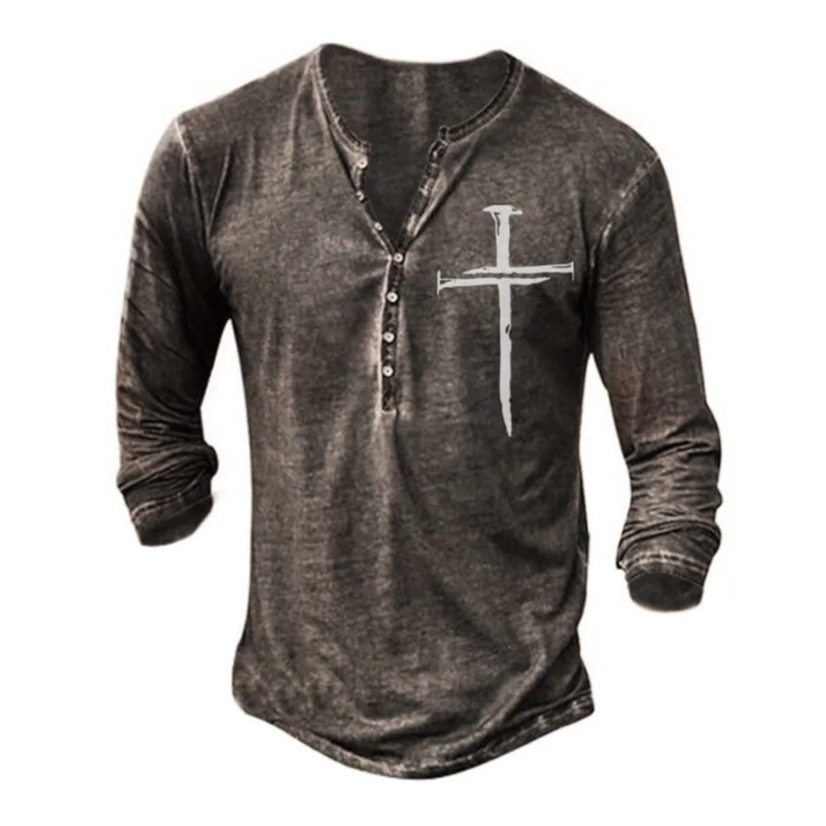 Bababuy High Quality Imitation Cotton T Shirts Men Long Sleeve Punk Style Tops Oversized V Collar 66 3D Printed T Shirts