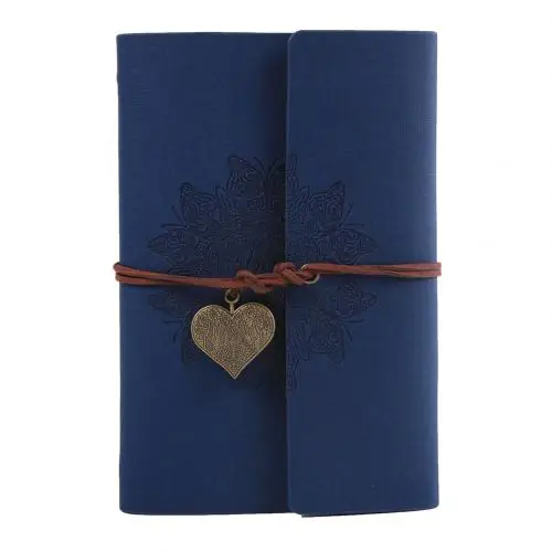 Dark Blue Блокнот дневник блокнот винтажный кулон сердце из искусственной кожи записная книжка сменная Канцелярия подарок журнал путешественника - Цвет: Dark Blue