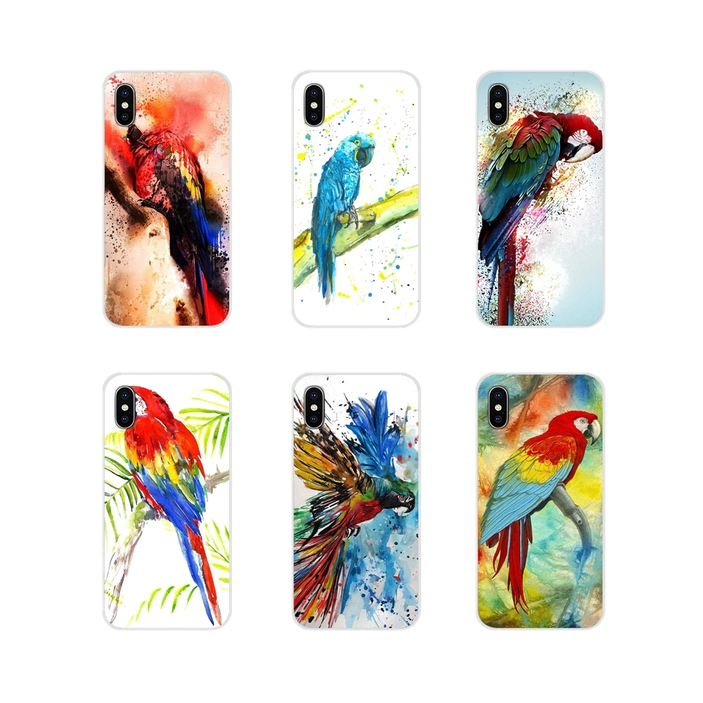 Macaw Parrot Bird акварельные аксессуары чехол для Apple iPhone X XR XS 11 12Pro MAX 4S 5S 5C SE 2020 6S 7 8 Plus ipod 5