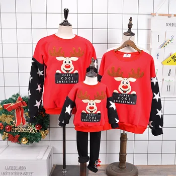 

Mother Father and Kid Family Matching Outfits Family Look New Year Christmas Family Matching Clothes Sweatshirt Thick Fleece