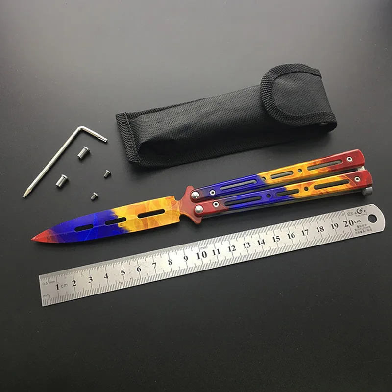 Balisong нож бабочка острый тренировочный из нержавеющей стали складной без лезвия