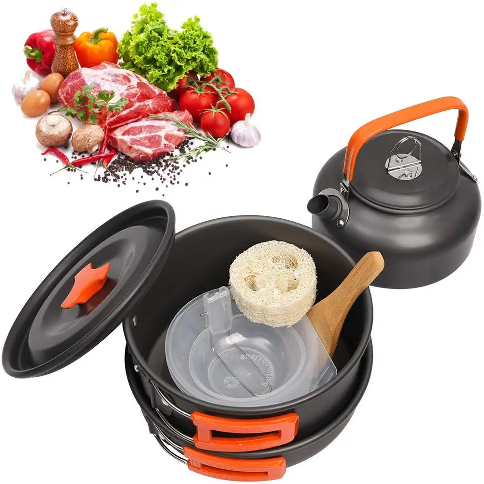 Camping Cookware Outdoor Pot Water Kettle Camping Cookware Kit