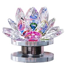 H& D маленький кристалл цветок лотоса фигурка миниатюрный оттенок отражение с вращающейся основой фэн-шуй Исцеление домашнего офиса Декор подарок