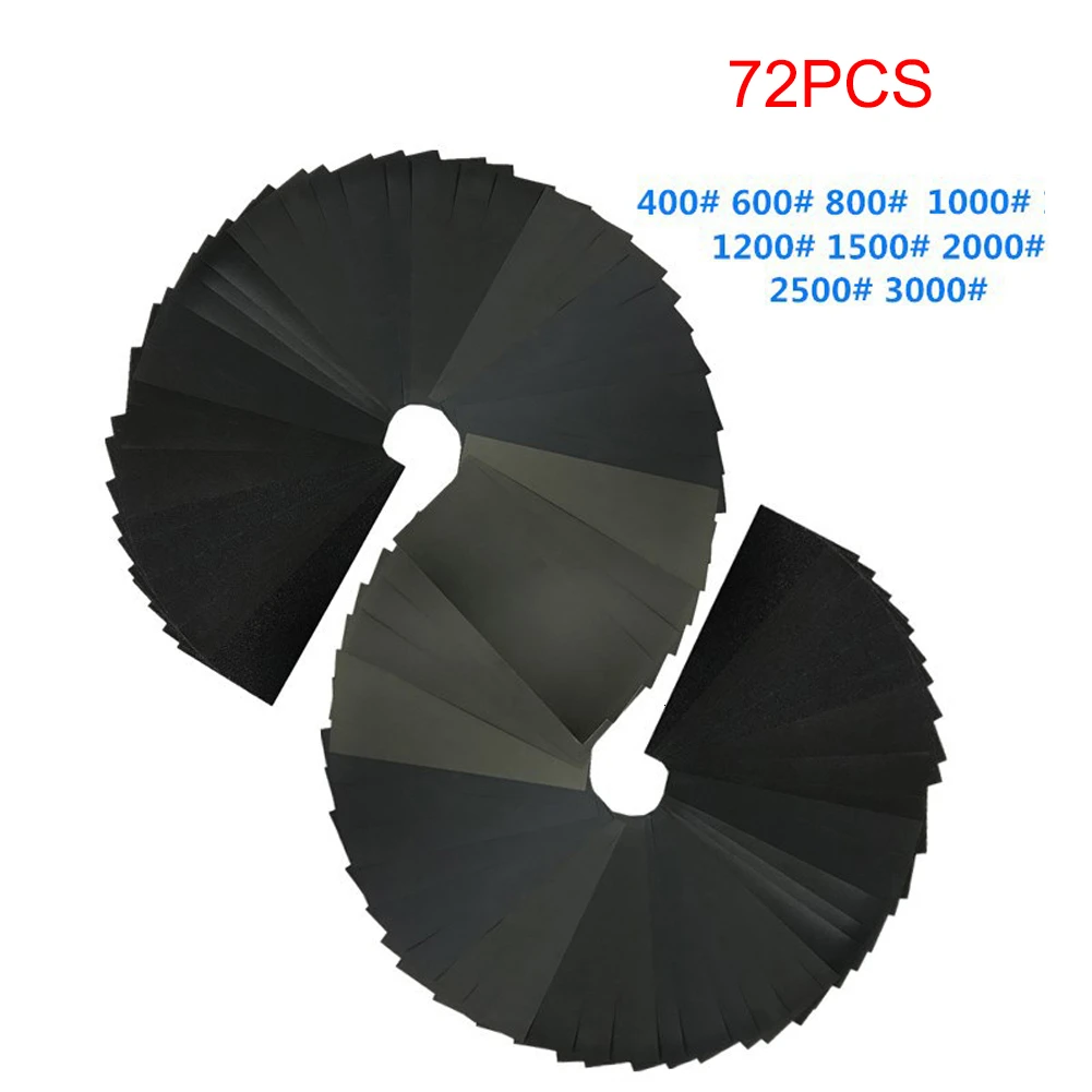 

72Pc Wet Dry Sandpaper 120 To 3000 Grit Assortment Abrasive Paper Sheets For Automotive Sanding Wood Furniture Finishing 23X9 cm