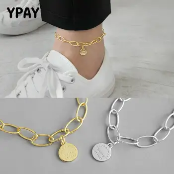 

YPAY 100% 925 Sterling Silver Anklets for Women Love Letters Tag Barefoot Bracelet Ankle on the Leg Foot Accessories YMA034