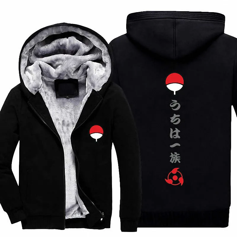 Аниме худи с Наруто толстовки Uchiha SASUKE uzumaki принт для мужчин повседневные зимние плюс бархат утолщаются молния карман Топ - Цвет: picture color