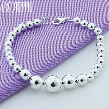 

DOTEFFIL 925 Sterling Silver Gradient Size Smooth Ball Bead Chain Bracelet For Women Fashion Charm Wedding Engagement Jewelry