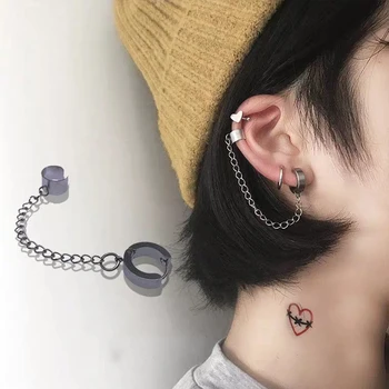 

New Hip Pop Cool Chain Simple 2019 Tassel Simple Unique Ear Bone Clip Silver Dangle Earrings For Women Jewelry Gifts Party