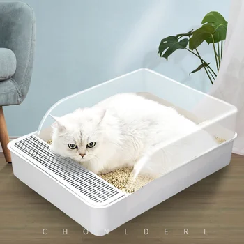 

Cat Litter Box Large Splash-Proof Pet Trash Toilet Easy to Clean Semi-Enclosed Cats Sandbox Tray Box Bedpans Anti Splashing
