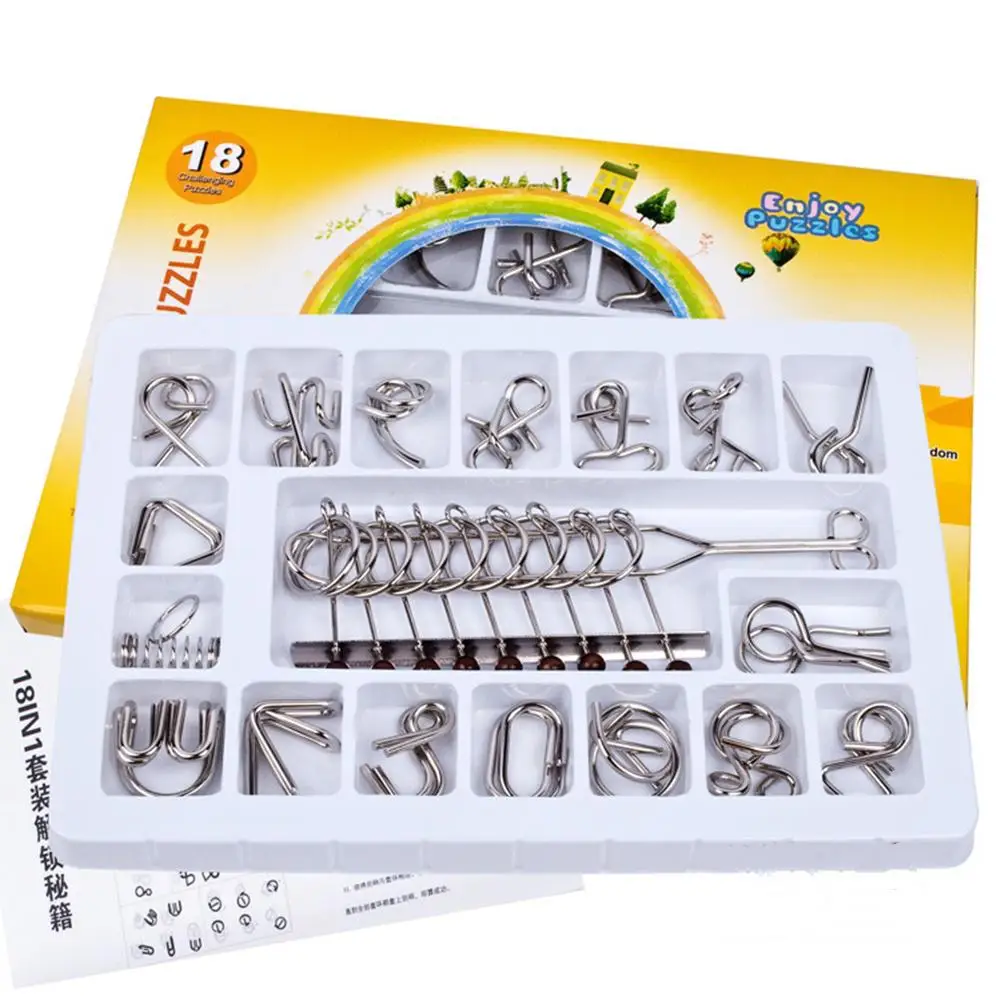 HobbyLane 18 шт./компл. металлические головоломки IQ Разум Логические магический провод головоломки игрушки для детей, взрослых