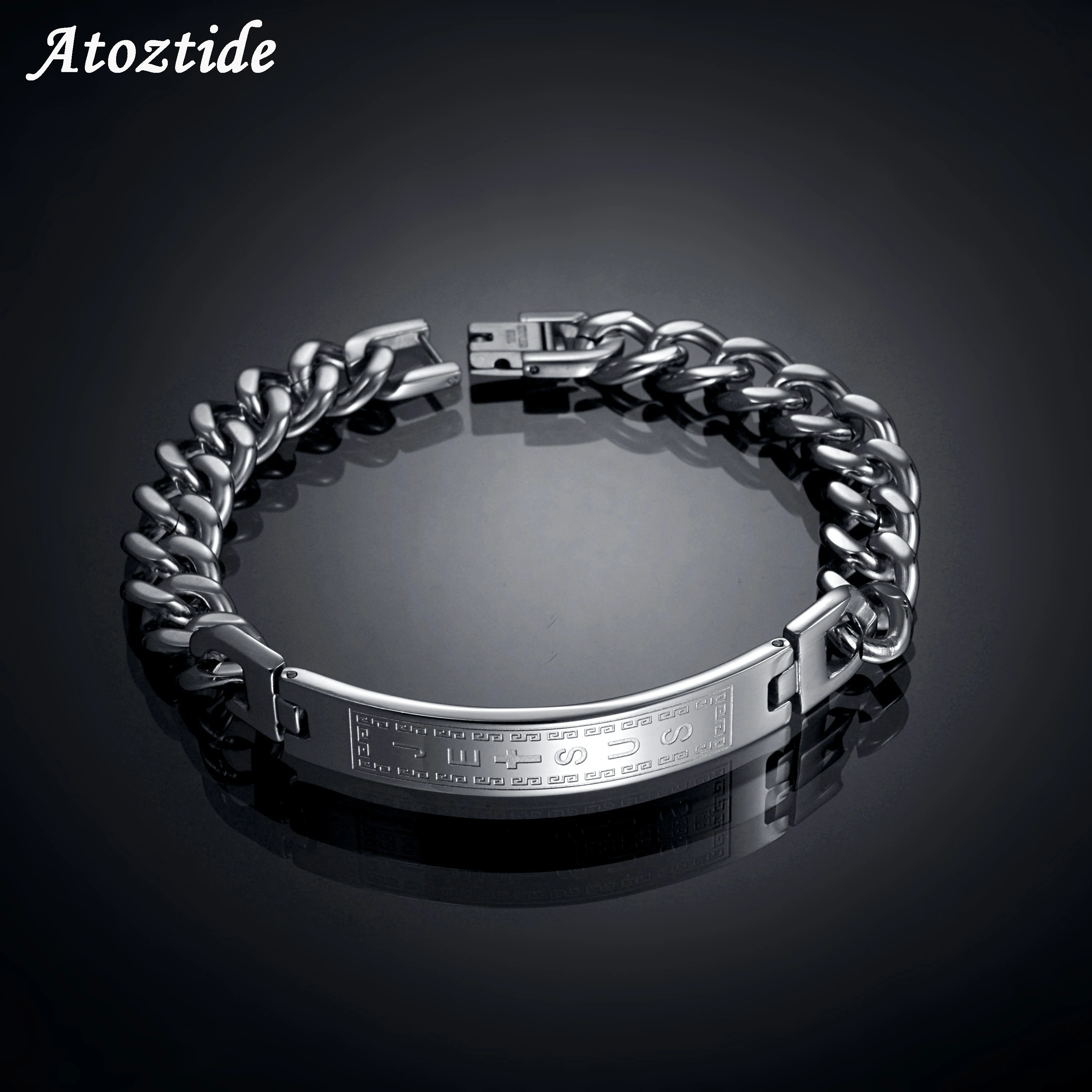 Atoztide модный христианский крест Иисуса знак мужские браслеты из нержавеющей стали цепочки, браслеты модные ювелирные изделия