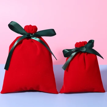

Velvet Bag With Silk Ribbon Jewelry Packaging Display Drawstring Pouches For Christmas Wedding Lipstick Cosmetic Gift Bag